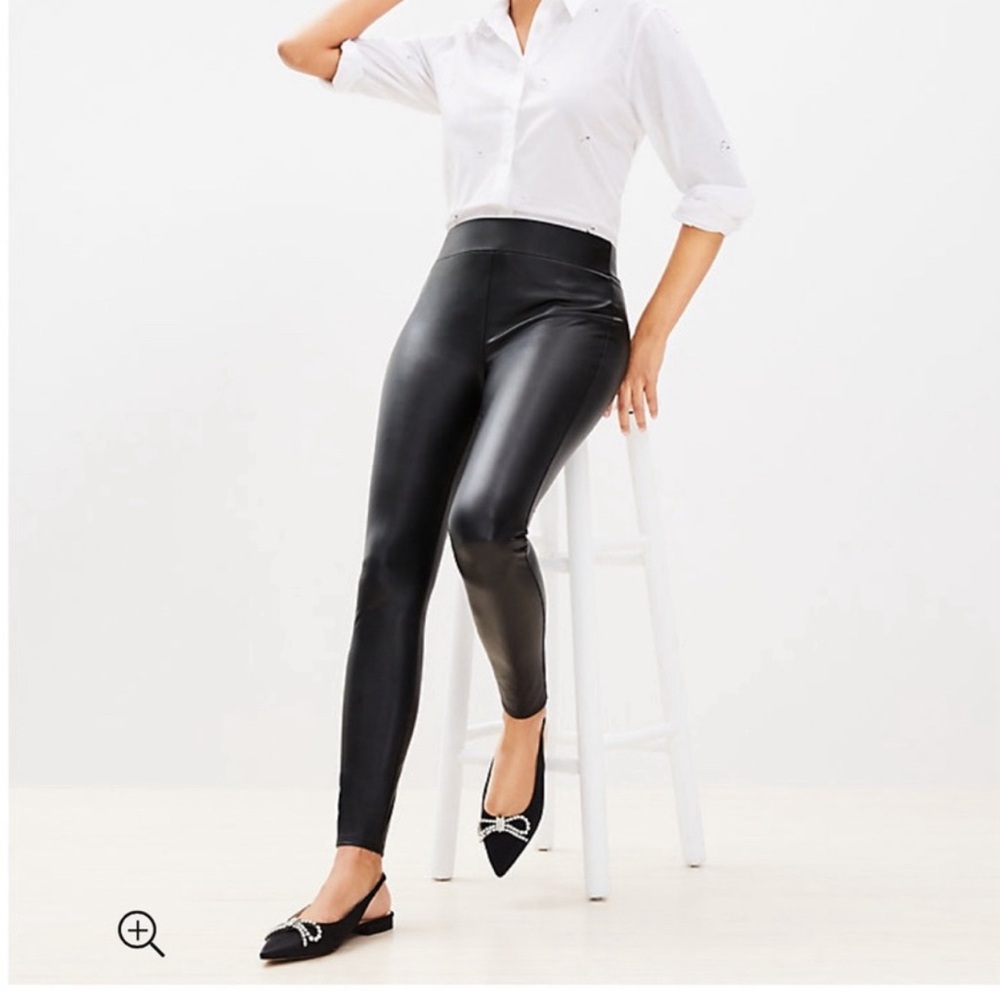 2 pairs LOFT leather-like leggings.